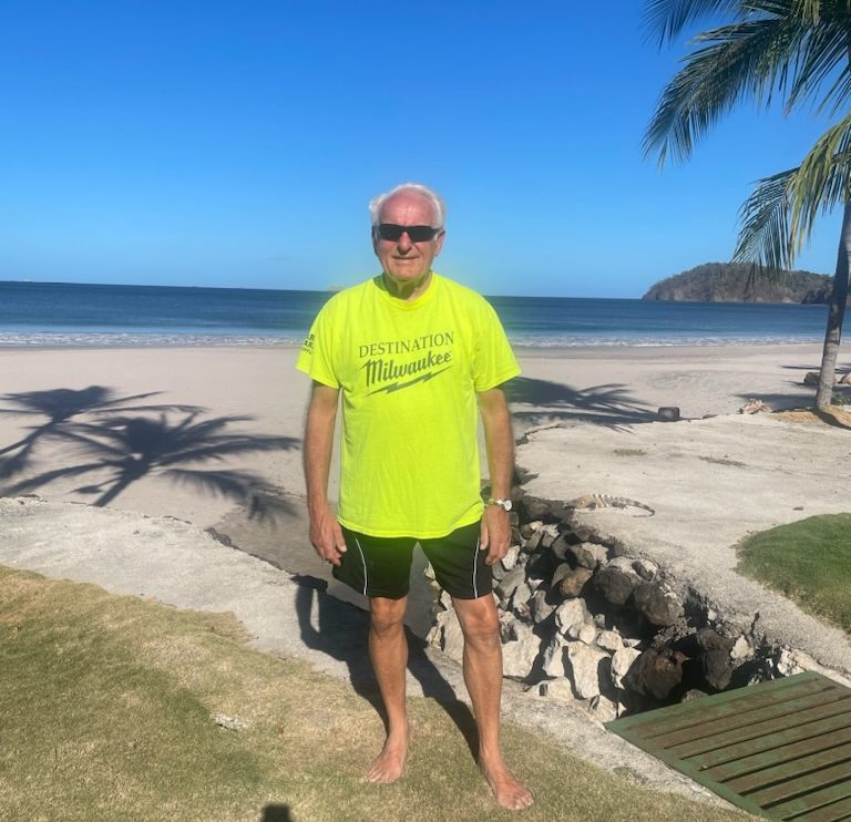 Terry reppin' Destination Milwaukee while on the beautiful beaches of Costa Rica