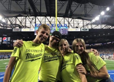 Wojdula family reppin' Destination Milwaukee while enjoying a Detroit Lions Game